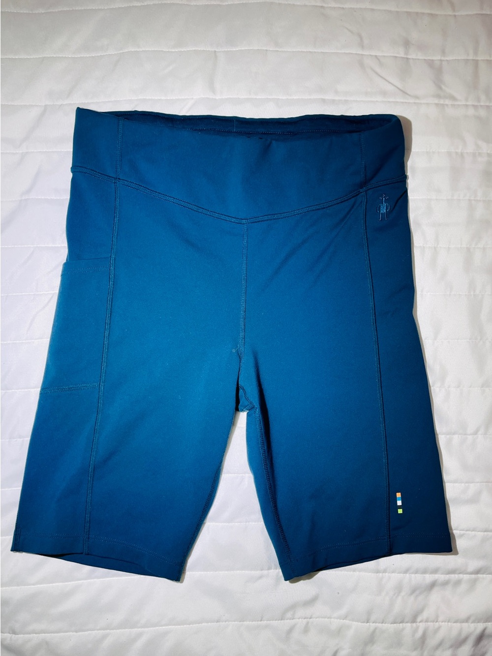Smartwool Teal Blue Women's Bike Shorts with Side Pocket